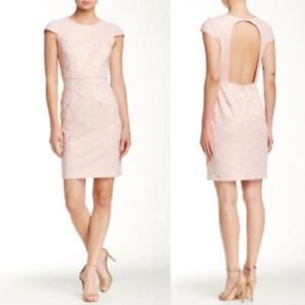 Hailey Adrianna Papell Open Back Lace OverlayDress